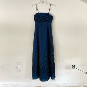 Midnight blue, spaghetti strap prom dress